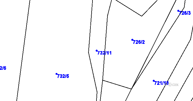 Parcela st. 732/11 v KÚ Holasice, Katastrální mapa