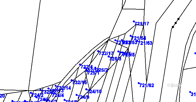 Parcela st. 732/17 v KÚ Holasice, Katastrální mapa