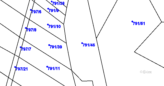 Parcela st. 791/46 v KÚ Holasice, Katastrální mapa