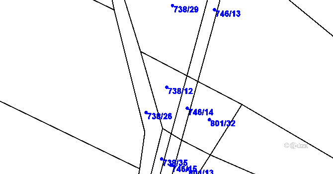 Parcela st. 738/12 v KÚ Holasice, Katastrální mapa