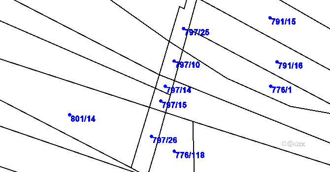 Parcela st. 797/14 v KÚ Holasice, Katastrální mapa