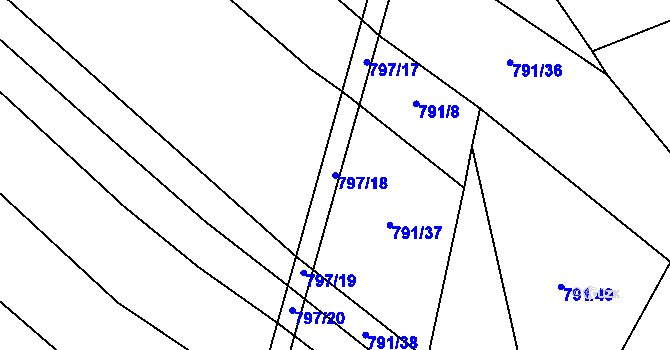 Parcela st. 797/18 v KÚ Holasice, Katastrální mapa