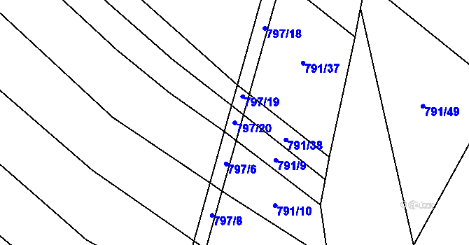 Parcela st. 797/20 v KÚ Holasice, Katastrální mapa