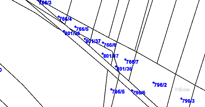 Parcela st. 801/17 v KÚ Holasice, Katastrální mapa