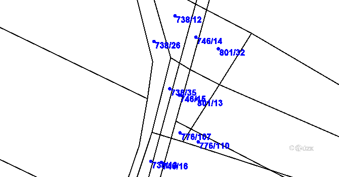 Parcela st. 738/35 v KÚ Holasice, Katastrální mapa