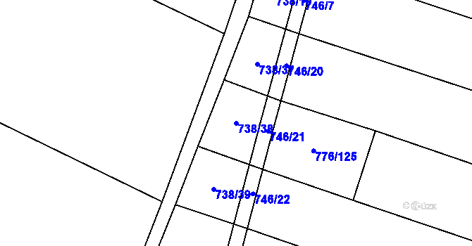 Parcela st. 738/38 v KÚ Holasice, Katastrální mapa