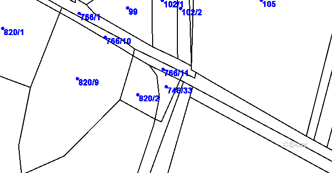 Parcela st. 746/33 v KÚ Holasice, Katastrální mapa