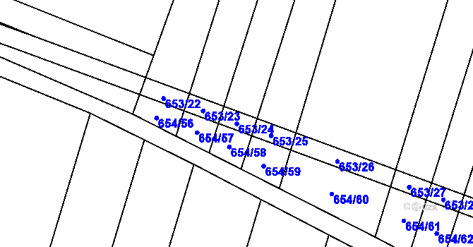 Parcela st. 653/24 v KÚ Holasice, Katastrální mapa