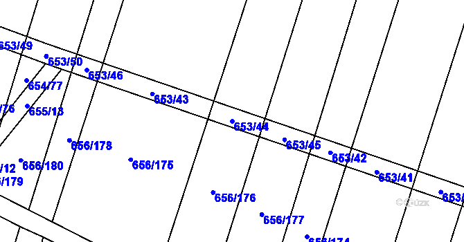Parcela st. 653/44 v KÚ Holasice, Katastrální mapa