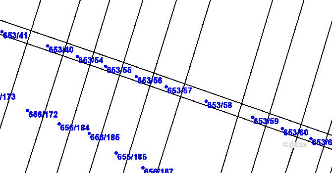 Parcela st. 653/57 v KÚ Holasice, Katastrální mapa