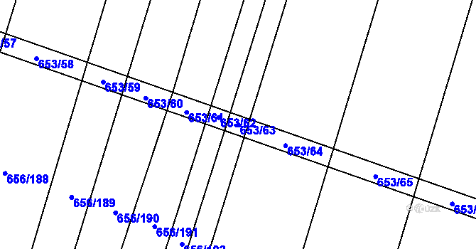Parcela st. 653/63 v KÚ Holasice, Katastrální mapa