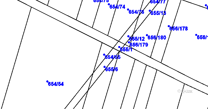 Parcela st. 654/55 v KÚ Holasice, Katastrální mapa
