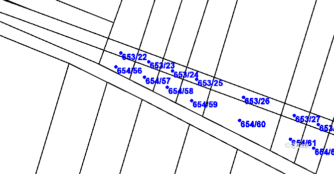 Parcela st. 654/58 v KÚ Holasice, Katastrální mapa