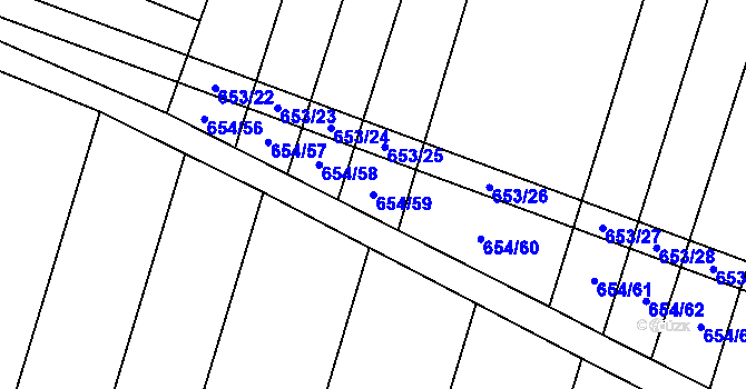 Parcela st. 654/59 v KÚ Holasice, Katastrální mapa