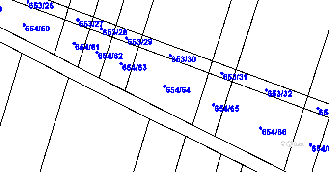 Parcela st. 654/64 v KÚ Holasice, Katastrální mapa