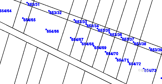 Parcela st. 654/68 v KÚ Holasice, Katastrální mapa