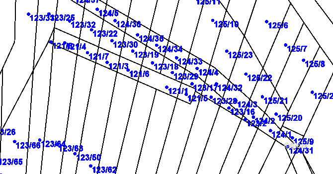 Parcela st. 121/1 v KÚ Holasice, Katastrální mapa