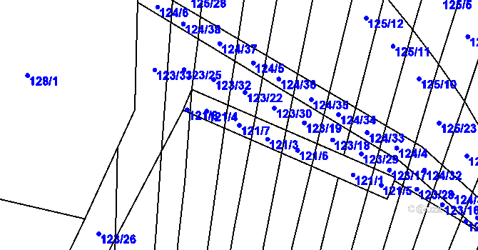 Parcela st. 121/7 v KÚ Holasice, Katastrální mapa