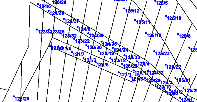 Parcela st. 123/19 v KÚ Holasice, Katastrální mapa