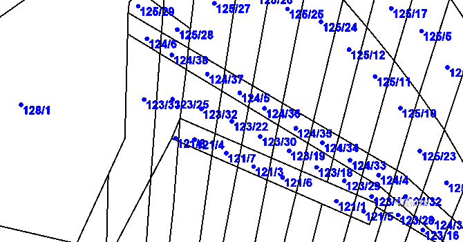 Parcela st. 123/22 v KÚ Holasice, Katastrální mapa