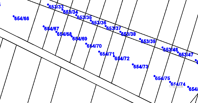 Parcela st. 654/71 v KÚ Holasice, Katastrální mapa