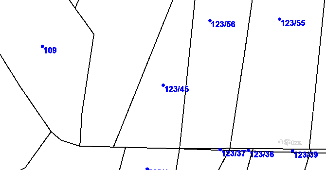 Parcela st. 123/45 v KÚ Holasice, Katastrální mapa