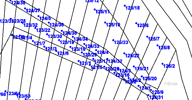 Parcela st. 124/4 v KÚ Holasice, Katastrální mapa