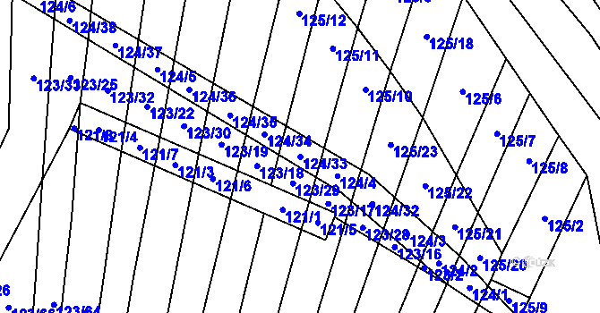 Parcela st. 124/33 v KÚ Holasice, Katastrální mapa