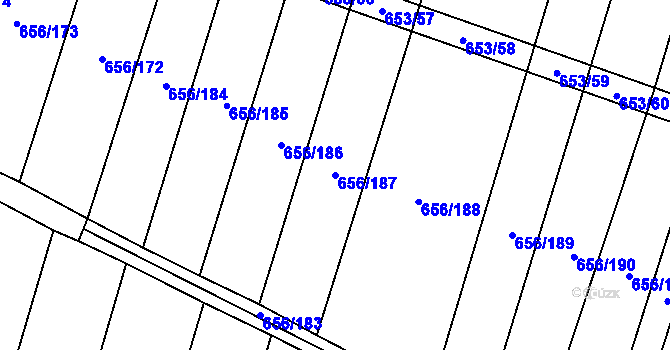 Parcela st. 656/187 v KÚ Holasice, Katastrální mapa