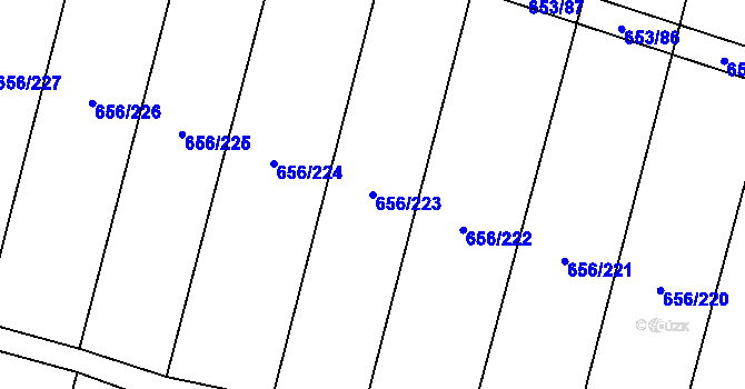 Parcela st. 656/223 v KÚ Holasice, Katastrální mapa