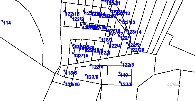 Parcela st. 122/6 v KÚ Holasice, Katastrální mapa