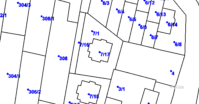 Parcela st. 7/17 v KÚ Holasice, Katastrální mapa