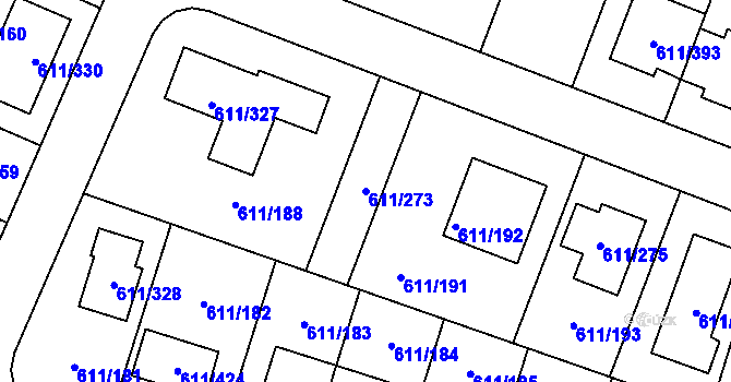 Parcela st. 611/273 v KÚ Holasice, Katastrální mapa