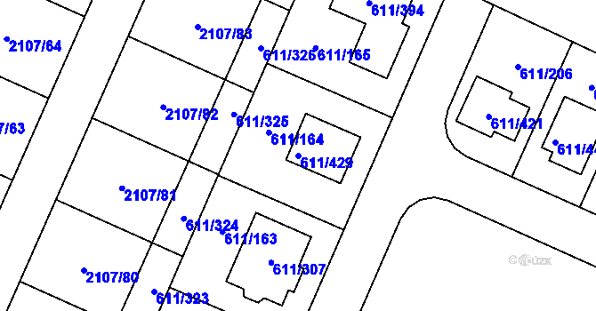 Parcela st. 611/429 v KÚ Holasice, Katastrální mapa