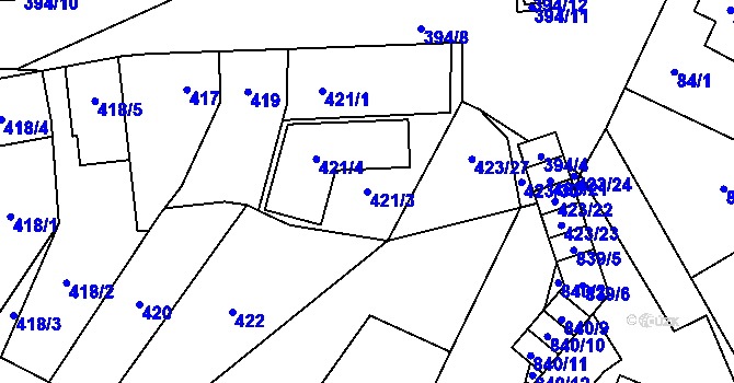 Parcela st. 421/3 v KÚ Holasice, Katastrální mapa