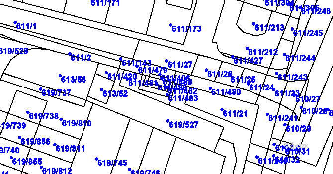 Parcela st. 611/482 v KÚ Holasice, Katastrální mapa