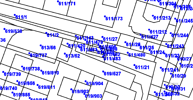 Parcela st. 611/489 v KÚ Holasice, Katastrální mapa