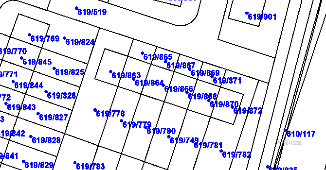 Parcela st. 619/866 v KÚ Holasice, Katastrální mapa