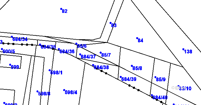 Parcela st. 85/7 v KÚ Holasovice, Katastrální mapa