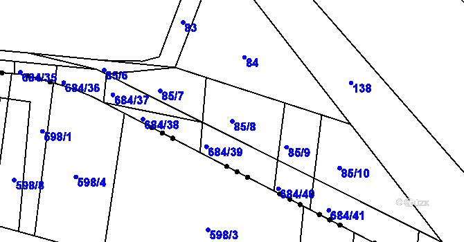 Parcela st. 85/8 v KÚ Holasovice, Katastrální mapa