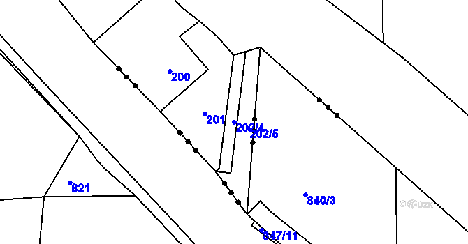 Parcela st. 202/4 v KÚ Holasovice, Katastrální mapa