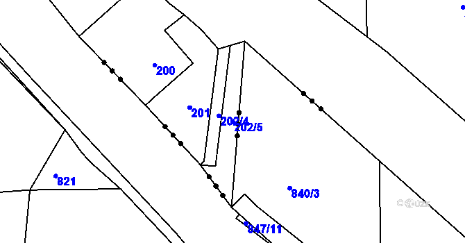 Parcela st. 202/5 v KÚ Holasovice, Katastrální mapa