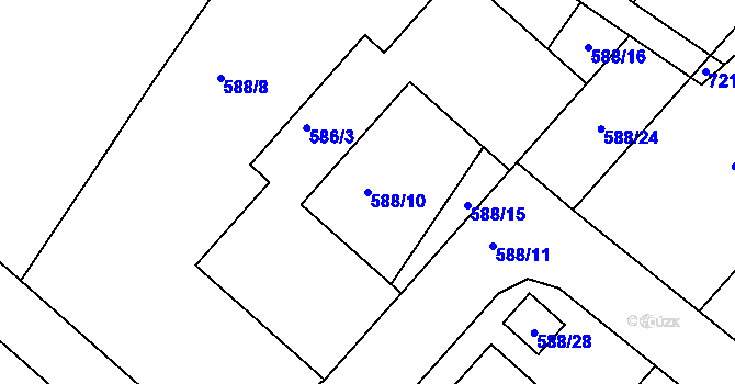 Parcela st. 588/10 v KÚ Holasovice, Katastrální mapa