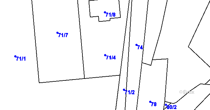 Parcela st. 71/4 v KÚ Holasovice, Katastrální mapa
