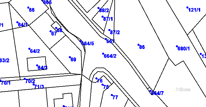 Parcela st. 664/2 v KÚ Holasovice, Katastrální mapa