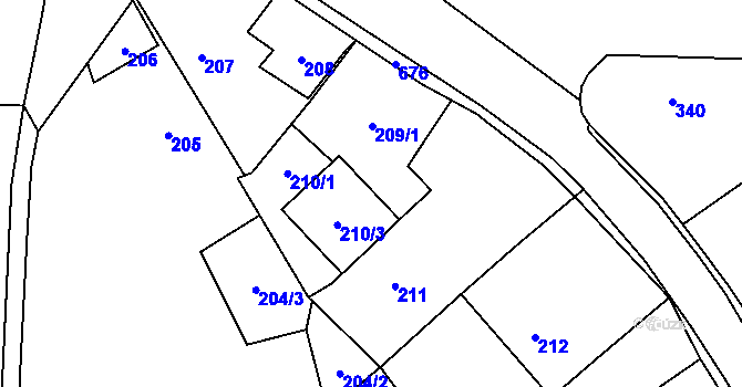 Parcela st. 209/2 v KÚ Holasovice, Katastrální mapa