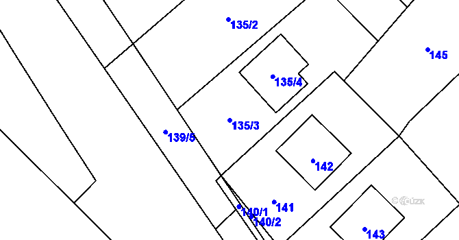 Parcela st. 135/3 v KÚ Holasovice, Katastrální mapa