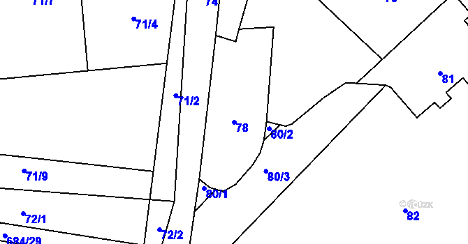 Parcela st. 78 v KÚ Holasovice, Katastrální mapa