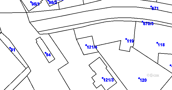 Parcela st. 121/4 v KÚ Holasovice, Katastrální mapa