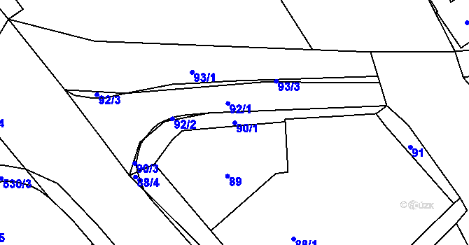 Parcela st. 90/1 v KÚ Holasovice, Katastrální mapa